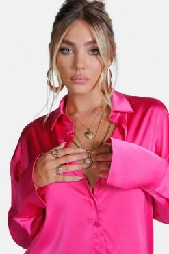 Adika New Sleek Chick Satin Finish Button Shirt