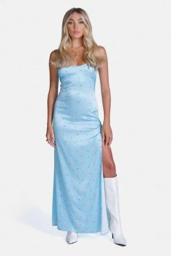 Adika Secret Garden Satin Maxi Dress New