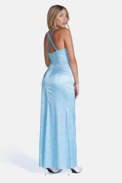 Adika Secret Garden Satin Maxi Dress New