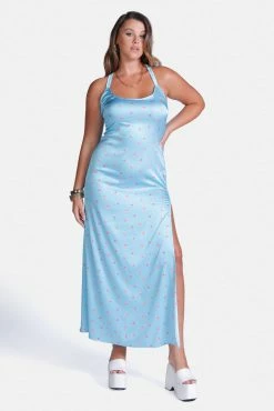 Adika Secret Garden Satin Maxi Dress New