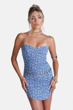 Adika Spring Fling Strapless Denim Dress