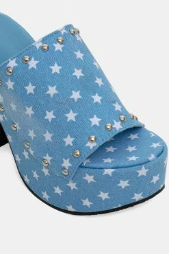 Adika Wish Upon Denim Chunky Mules New