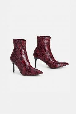 Adika Snake Faux Leather Stiletto Booties