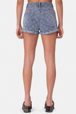 Adika OUTLET Diaz Distressed Pattern Denim Shorts