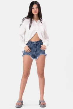 Adika OUTLET Adorn Textured Pattern Denim Shorts