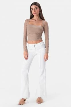 Adika Miles Ruched Mesh Top
