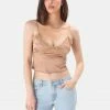 Adika Goldie Satin-Finish Cropped Cami Top