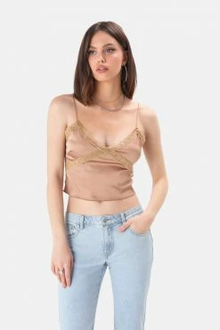 Adika Goldie Satin-Finish Cropped Cami Top