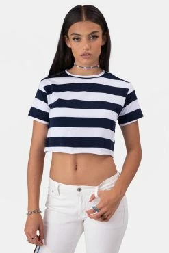 Adika Aubergine Striped Cropped Tee