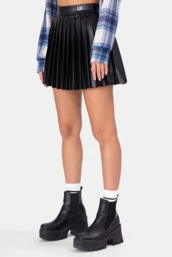 Adika Clothing ADK Faux Leather Pleated Mini Skirt