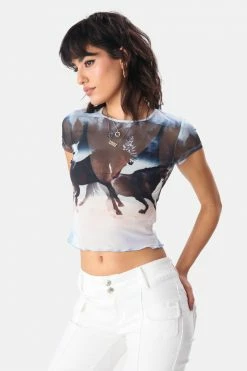 Adika Ranch Curly-Hem Mesh Tee