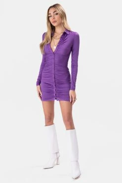 Adika Sublime Ruched Button-Down Shirt Dress Clothing