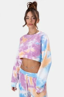 Adika Splash Tie-Dye Cropped Sweatshirt