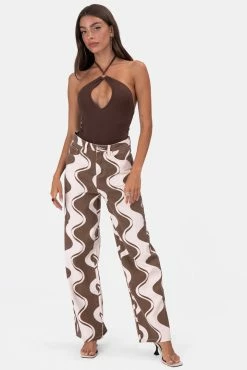 Adika Clothing Macchiato Ring-Detail Halter Bodysuit