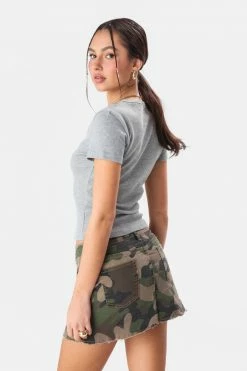 Adika Snapper Button Placket Ribbed Tee Clothing