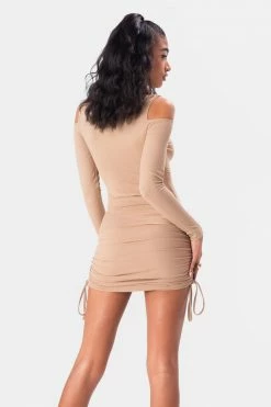 Adika Blairie Cold-Shoulder Ruched Mini Dress