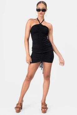 Adika Nelson Ruched Halter Mini Dress Clothing