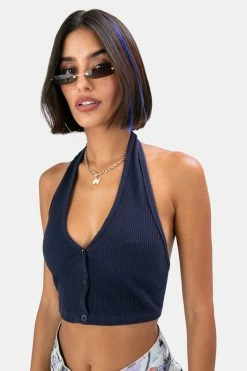 Adika Entitled Ribbed Halter Crop Top