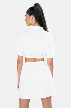 Adika Snake Embroidery Cropped Polo Shirt OUTLET