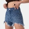 Adika Bell Distressed Pattern Denim Shorts