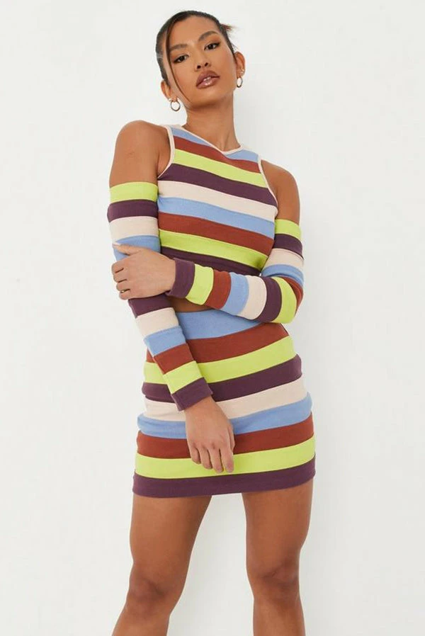 Coupon 👍 Adika MISSGUIDED // Striped Cold-Shoulder Ribbed Top Tops 😀 1 Adika MISSGUIDED // Striped Cold-Shoulder Ribbed Top Tops