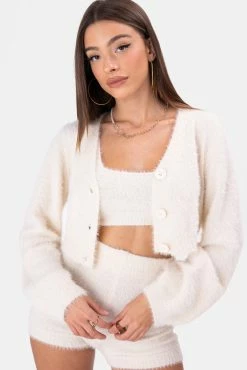 Adika Sands Fuzzy Knit Cropped Cardigan Set It Up