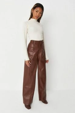 Adika MISSGUIDED // Mock Neck Rib-Detail Knitted Top