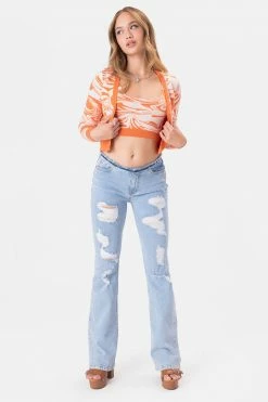 Adika Python Low-Rise Ripped Jeans |FLARE Clothing