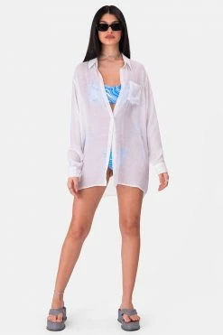 Adika Serenity Oversized Button-Down Shirt Tops