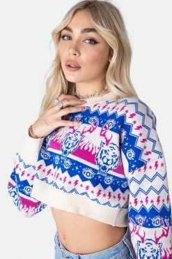 Adika Festive Cropped Knit Sweater