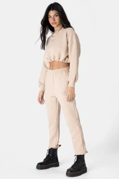 Adika DARLING Waffle-Knit Cropped Sweatshirt