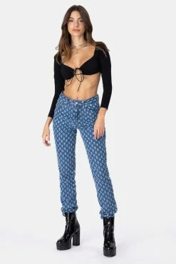 Adika Sweetheart Tie Front Crop Top