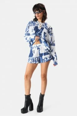 Adika Biles Lace Up Waffle Crewneck OUTLET