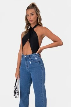 Adika Bronte Cross-Wrap Halter Bodysuit