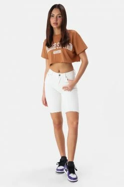 Adika Clothing Xavier Raw-Hem Biker Denim Shorts