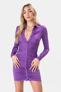 Adika Sublime Ruched Button-Down Shirt Dress Clothing