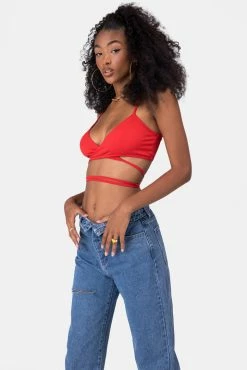 Adika Saweetie Wrap-Tie Crop Top OUTLET