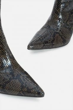 Adika Snake Faux Leather Stiletto Booties OUTLET