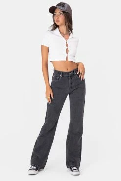 Adika Muffin Button-Down Crop Top