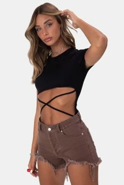 Adika Ritchie Crisscross Cut-Out Bodysuit