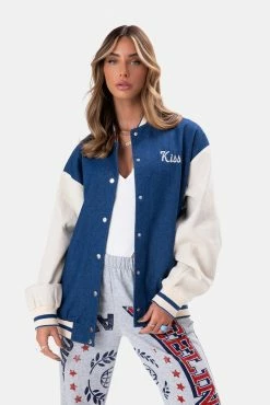 Adika Clothing KISS & TELL Denim Varsity Jacket