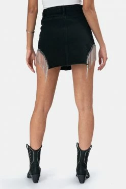 Adika Nola Fringe Denim Skirt OUTLET