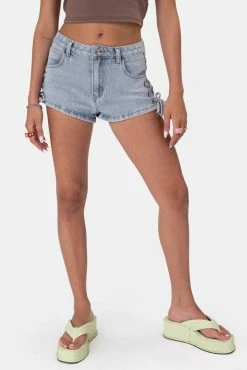 Adika Safford Side-Tie Denim Shorts