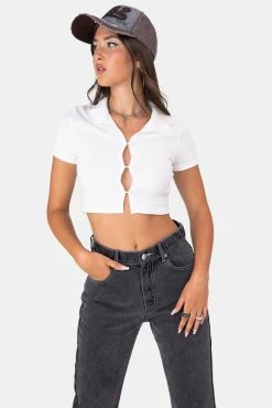 Adika Muffin Button-Down Crop Top