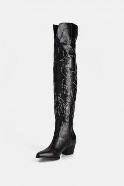Adika Parton Embroidered Faux Leather Boots