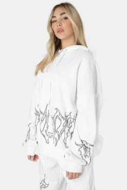 Adika Flames Diamante Detail Hoodie OUTLET