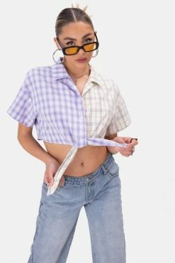 Adika Square Tie-Front Plaid Shirt