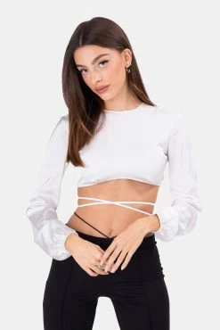 Adika Drapes Satin Finish Crop Top