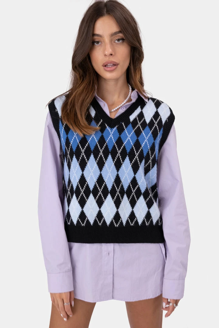 Cheap 🌟 Adika Sorority Argyle Knit Vest 👍 2 Adika Sorority Argyle Knit Vest