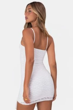 Adika Bechamel Ruched Lace Mini Dress